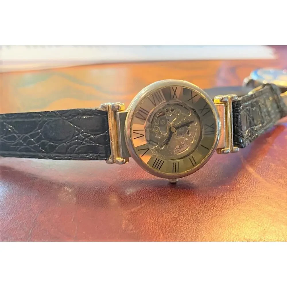Women's Sergio II Watch, Gold Tone Skeleton Watch, Faceted Crystal